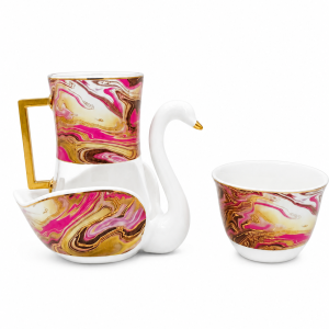 Taza con base de cisne - Diseño Marmolado Elegante