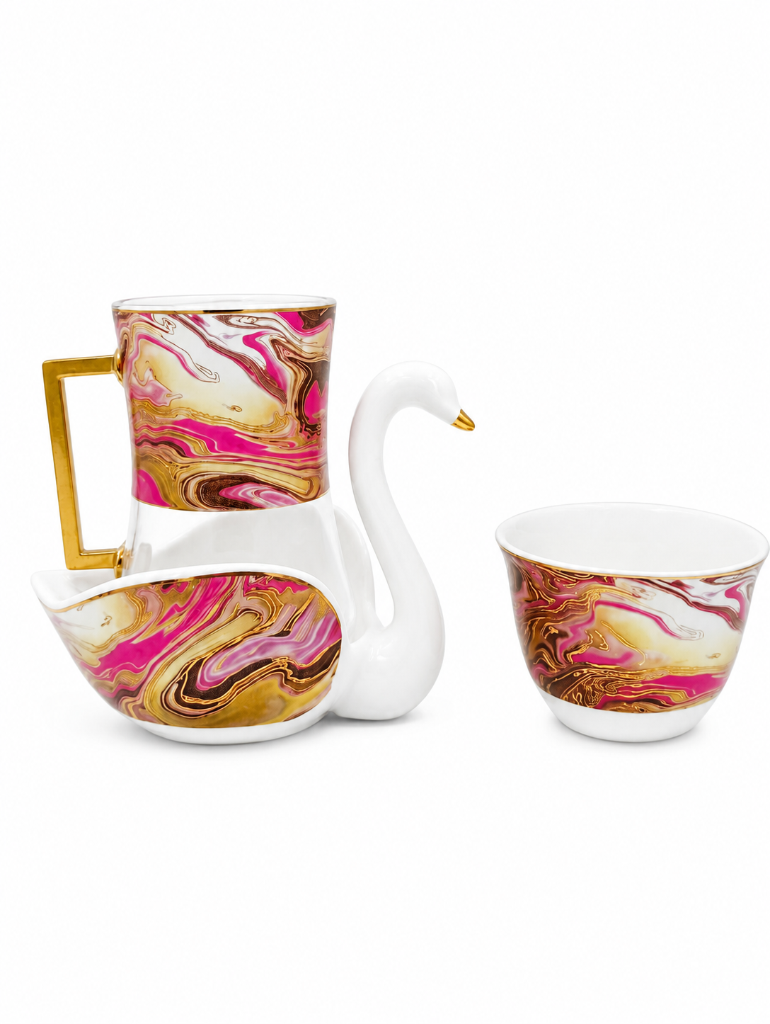 Taza con base de cisne – Diseño Marmolado Elegante